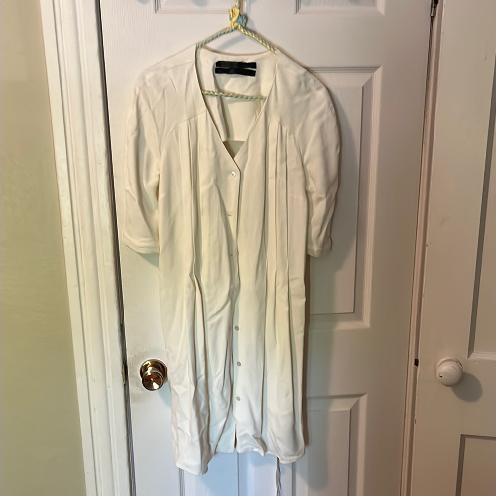 Elegant White Button-Up Dress